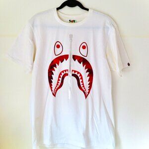 BAPE Men's Color Camo Shark T-Shirt - White/Red - Size Large